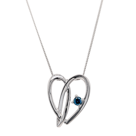 Blue Diamond Heart Necklace