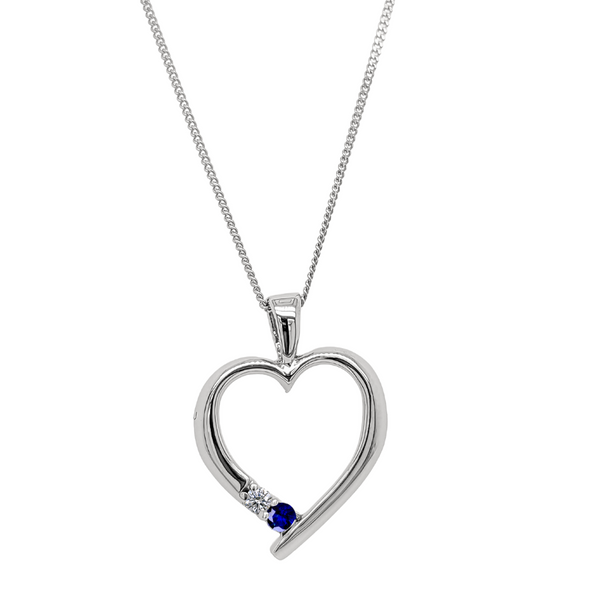 Diamond & Sapphire Heart Necklace