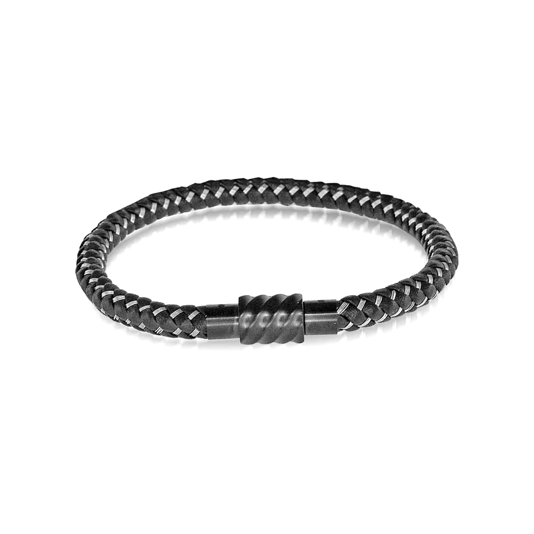 Black Leather Braided Bracelet