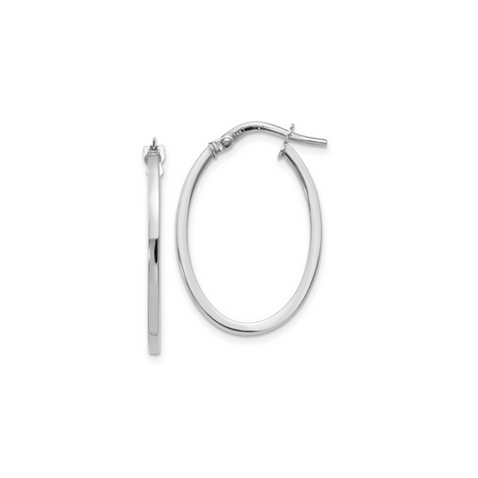 White Gold Oval Hoops