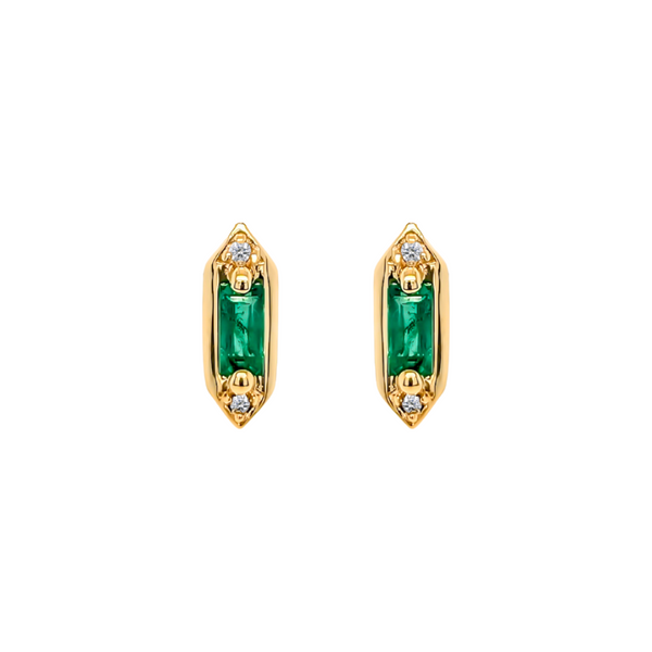 Gold Diamond & Emerald Earrings