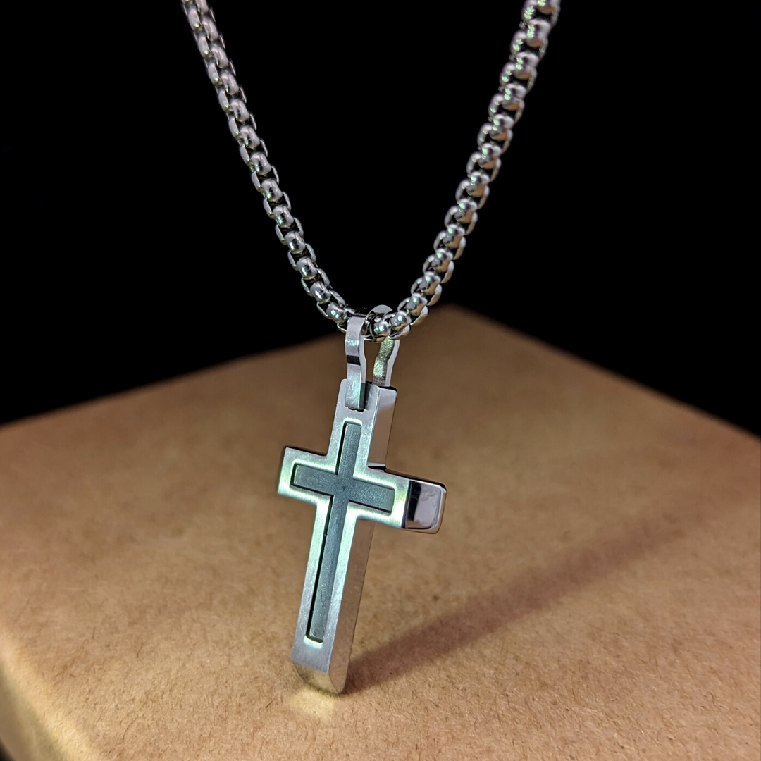 Black Steel Cross Necklace